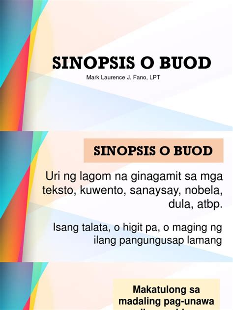 [Answered] Sinopsis kahulugan at halimbawa .